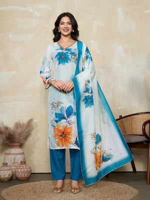 Trend Mahal Printed Kurta, Salwar & Dupatta Set
