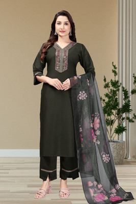ELAYA Embellished, Embroidered Kurta, Legging & Dupatta Set