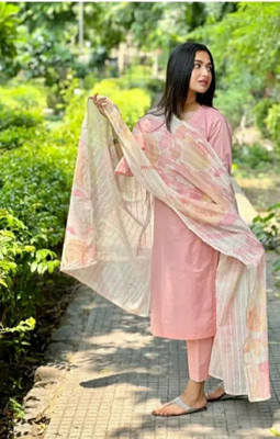 Maheshvar Embroidered Kurta, Trouser/Pant & Dupatta Set