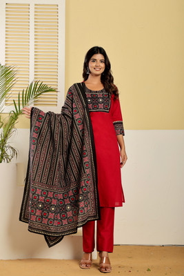 SHRIZA Printed Kurta, Palazzo & Dupatta Set