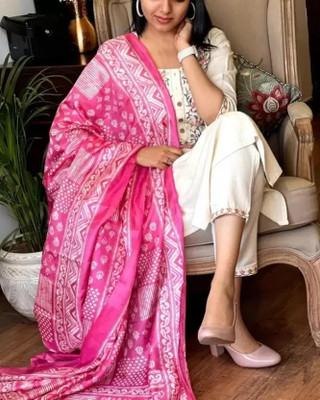 Kurtinic Embroidered Kurta, Trouser/Pant & Dupatta Set
