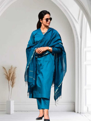 Joyfinity Solid Kurta, Salwar & Dupatta Set