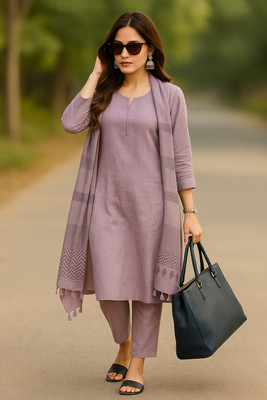 Stylefy Solid Kurta, Trouser/Pant & Dupatta Set