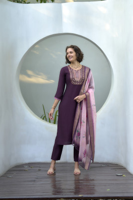 Stylish Tailer Embroidered Kurta, Trouser/Pant & Dupatta Set
