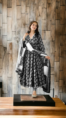 RD Textiles Printed Anarkali Kurta, Bottom & Dupatta Set