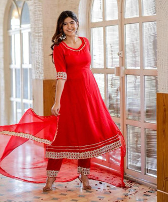 STYLISH CREATION Solid Anarkali Kurta, Bottom & Dupatta Set