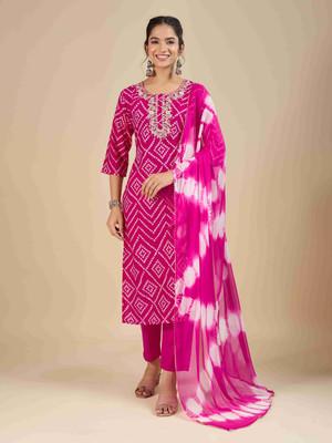 INDEEVA Printed Kurta, Palazzo & Dupatta Set
