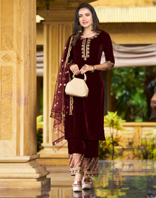 Tasrika Embellished, Embroidered Kurta, Salwar & Dupatta Set