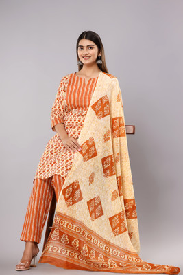 KRATI CREATIONS Floral Print Kurta, Trouser/Pant & Dupatta Set