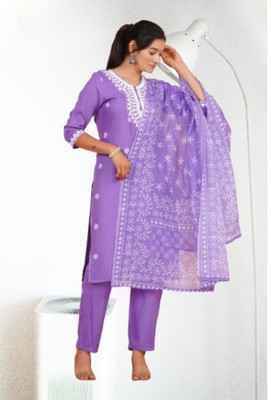 Jaipur fashion factory Embroidered Kurta, Trouser/Pant & Dupatta Set