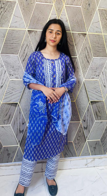 VIRTUAL WORLD Printed Kurta, Trouser/Pant & Dupatta Set