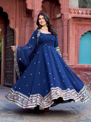 Tasrika Embroidered Anarkali Kurta, Bottom & Dupatta Set