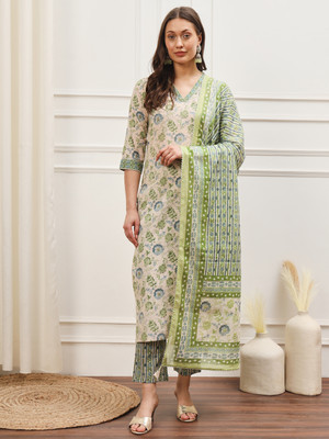 MEERANSHI LIVING Floral Print Kurta, Trouser/Pant & Dupatta Set