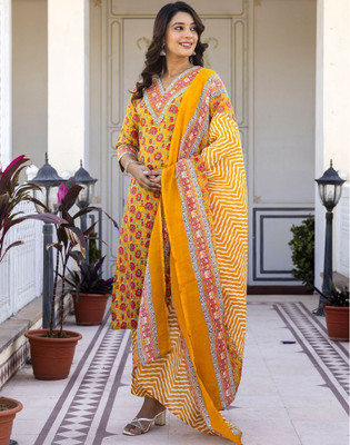 Skylee Floral Print Kurta, Trouser/Pant & Dupatta Set