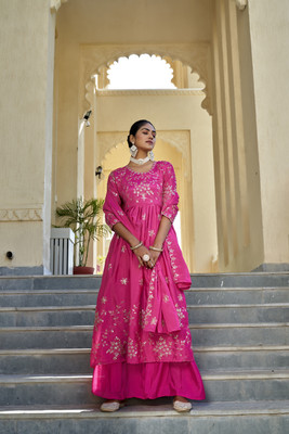 BHUMIKA CREATION Embroidered Kurta, Palazzo & Dupatta Set