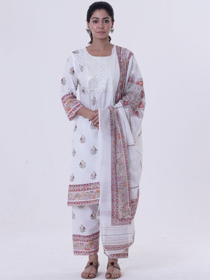 Azra Designer Studio Floral Print Kurta, Trouser/Pant & Dupatta Set