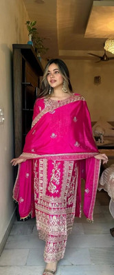 Primesky Embroidered Kurta, Trouser/Pant & Dupatta Set