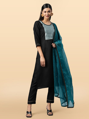 Anouk Rustic Embroidered Kurta, Trouser/Pant & Dupatta Set