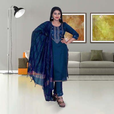 SABRANG MIX & MATCH Embroidered Kurta, Trouser/Pant & Dupatta Set