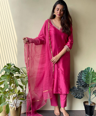 Anni Designer Solid Kurta, Palazzo & Dupatta Set