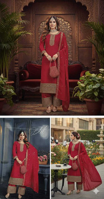 JIAAS HOOPER Embroidered Kurta, Trouser/Pant & Dupatta Set