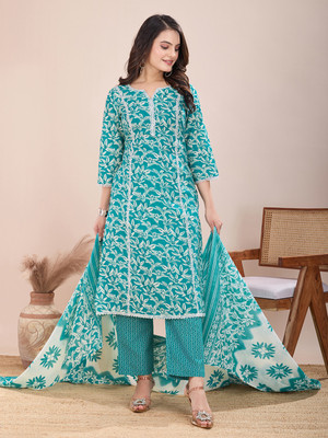 vedafab Printed, Floral Print Kurta, Trouser/Pant & Dupatta Set