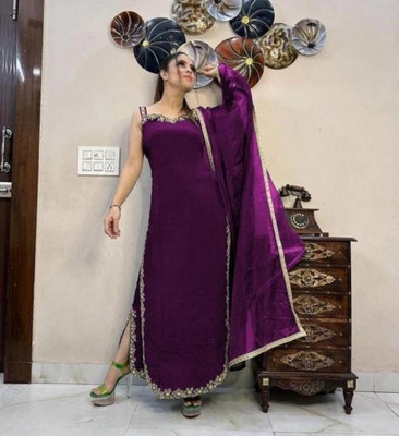 LIMBUDI CREATION Embroidered Kurta, Trouser/Pant & Dupatta Set