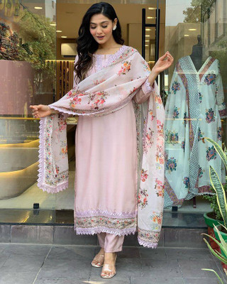 DHRUMI FASHION Solid Kurta, Trouser/Pant & Dupatta Set