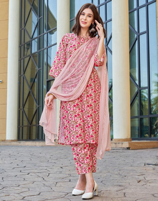 Skylee Embellished, Printed, Self Design Kurta, Trouser/Pant & Dupatta Set