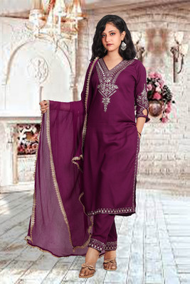 Bilori Embroidered Kurta, Trouser/Pant & Dupatta Set