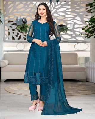 JHARI Self Design Anarkali Kurta, Bottom & Dupatta Set