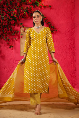 SANGOURI Printed Kurta, Trouser/Pant & Dupatta Set
