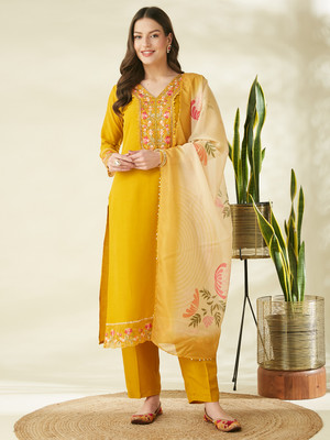 MOKOSH Embroidered Kurta, Trouser/Pant & Dupatta Set