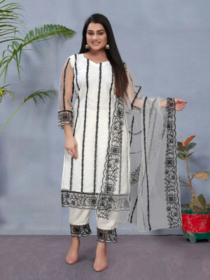 HOC's Embroidered Kurta, Palazzo & Dupatta Set
