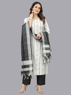 TextileCloth Geometric Print Kurta, Trouser/Pant & Dupatta Set