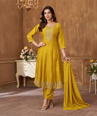 Aarya Fashion Embroidered Kurta, Salwar & Dupatta Set