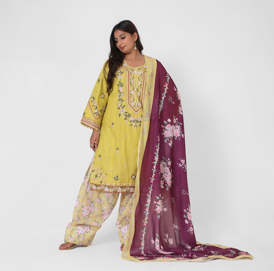pehnawnii Floral Print Kurta, Trouser/Pant & Dupatta Set