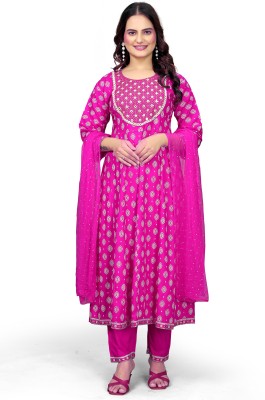 FASHIONVALLEYDRESSES Embroidered Anarkali Kurta, Bottom & Dupatta Set