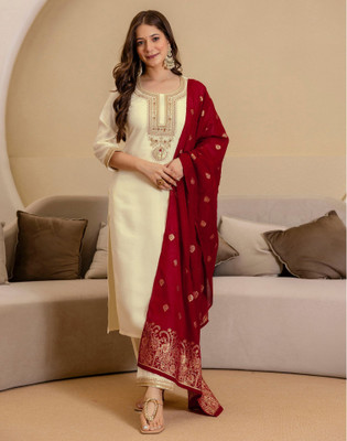 Skylee Embroidered Kurta, Salwar & Dupatta Set