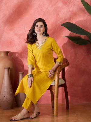 Sangria Embroidered Kurta, Trouser/Pant & Dupatta Set