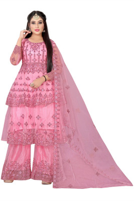 SHREENATHJI WORID Embroidered Kurta, Palazzo & Dupatta Set