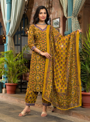 krisha creation Printed Kurta, Palazzo & Dupatta Set