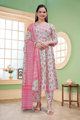 Lensya Paisley Anarkali Kurta, Bottom & Dupatta Set