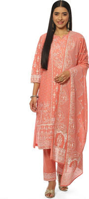 BIBA Printed Kurta, Trouser/Pant & Dupatta Set