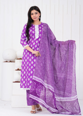 Weva Fashion Floral Print, Printed Kurta, Trouser/Pant & Dupatta Set