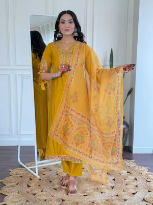 KAIRA TRADING Embroidered Kurta, Trouser/Pant & Dupatta Set
