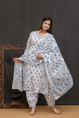 Devanshi Fashion Floral Print Kurta, Trouser/Pant & Dupatta Set