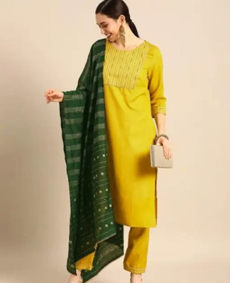 Riddhi Siddhi Enterprise Embroidered Kurta, Trouser/Pant & Dupatta Set