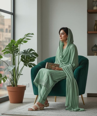 JIAAS HOOPER Solid Kurta, Salwar & Dupatta Set