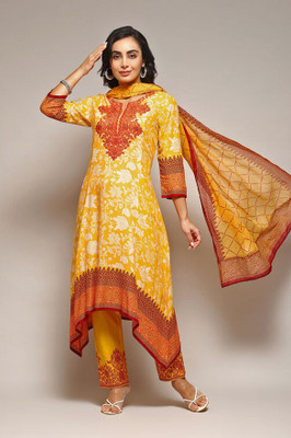 BIBA Printed Kurta, Trouser/Pant & Dupatta Set